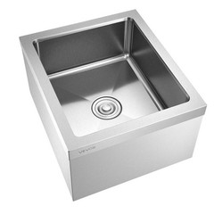 Stainless Steel Floor Mop Sink, 22 x 19 x 12 in, 304 Stainless Steel, with 3-in-