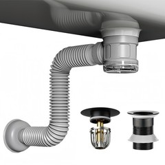 Bathroom Sink Drain Kit with Flexible Expandable Without Overflow, Black