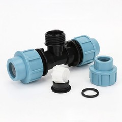 MDPE Water Pipe Connector Compression Fitting PP Straight Elbow Tee 20 25 32mm