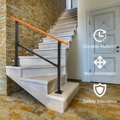 Uokrr Metal Handrail Wood Grain For Elderly 3 Step Hand Rails For Outdoor Steps