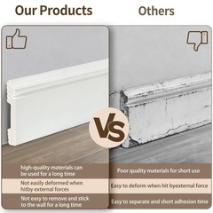 8 Pcs Wall Baseboard Molding Trim 47.2 x 3.15 in, High Impact Polystyrene Wat…