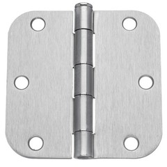 Dynasty Hardware 3-1/2″ Door Hinges 5/8″ Radius Corner, Satin Nickel, 18 – Pack