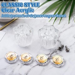 Dreyoo Bathroom Sink Knobs Replacement, Bathtub Faucet Handles with 4 Clear