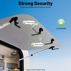 RV Window Push Out Exit with Screen Lock Aluminum Alloy for 1.18 Wall 35.4×21.6