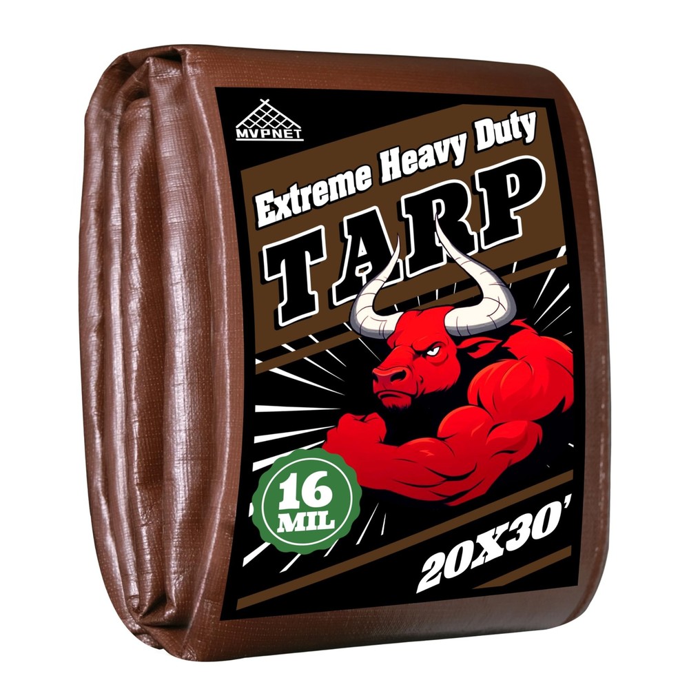 Tarp 20x30ft Heavy Duty Waterproof 16 Mil Tarps,UV-Resistant,Tear-Proof,Black…