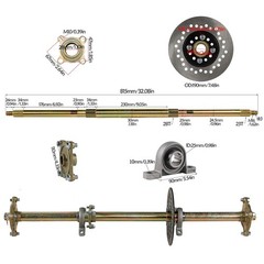32 Rear Live Axle Kit with 428 Sprocket Hub 6 Wheels Clutch for ATV Go Kart