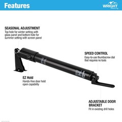 Wright Products Standard Duty Pneumatic Screen & Storm Door Closer with EZ-Ho…