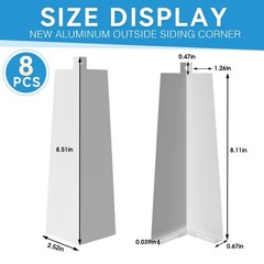 8 Pcs Aluminum Siding Corners 8 Inch Outside White Corner Caps Smooth Siding …