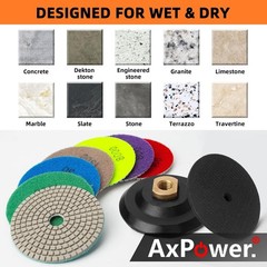 13 Pcs 4″ Diamond Polishing Pads 50-8000 Grit Wet/Dry w/ 5/8″-11 Backer Pad