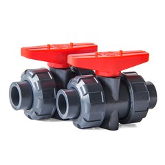 Grey UPVC Industrial Ball Valve Double Union Solvent Weld Tank Pond 20-63mm
