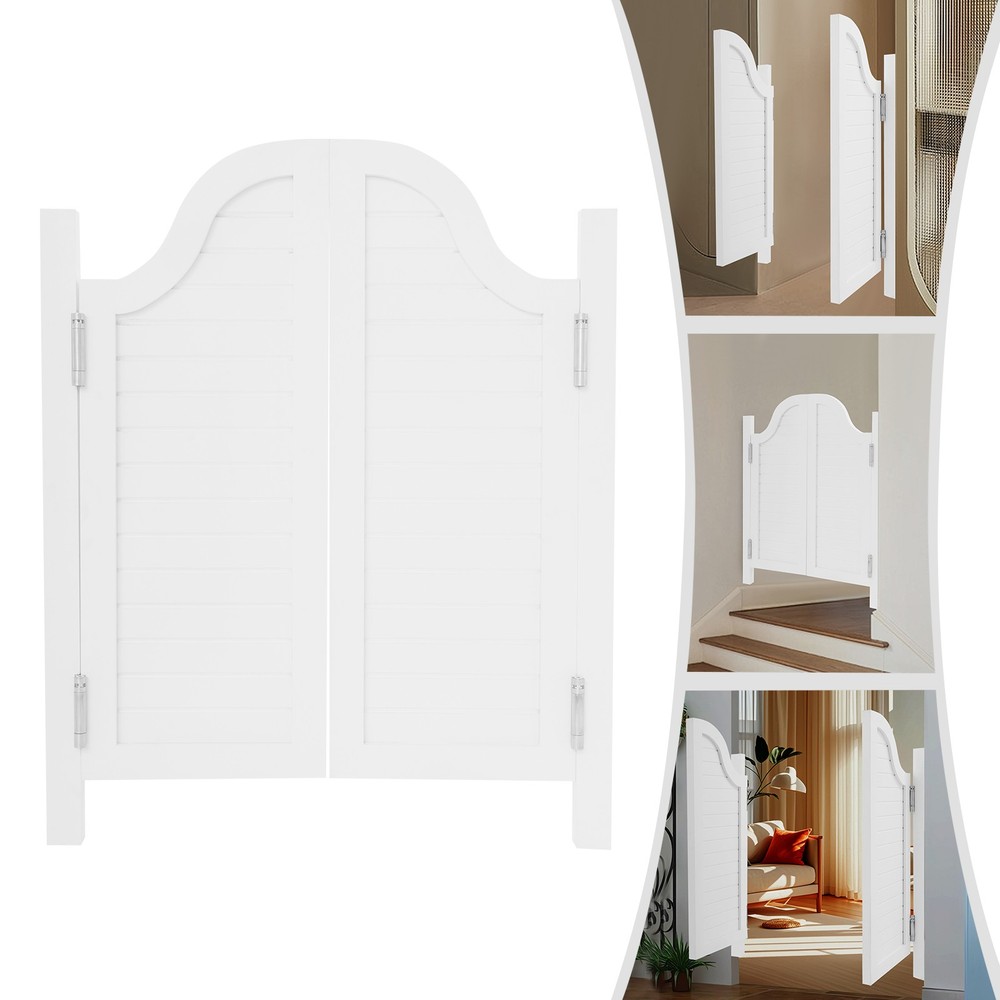 White Pine Wood Partition Door 2 Doors 80 x 90cm 180° Swing