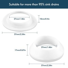Tzwhwcx Drainage Seal, 2 Sets Universal Basin Drain 2.24 inches, White-2