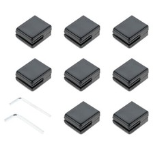 8Pcs Glass Clamps with 2pcs Hex Screwdriver Black 304 Stainless Steel 48x42x24mm