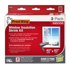 Shrink Window Kit Indoor 42×62 3 Pack Window Plastic For Winterizing Insulation