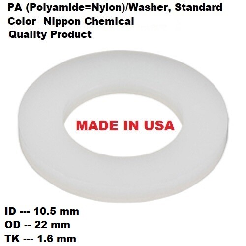 FOR 10 mm SCREW X 22 mm OD X 1.6 mm FLAT WASHER Polyamide NYLON Plastic SPACER