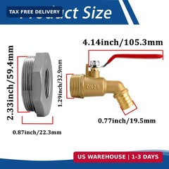 2″ Drum Faucet for 55 Gallon Drum, 1″ Brass Barrel Spigot Faucet with EPDM Gaske