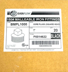 Everflow Black iron plug 1″ box of 20 part # BMPL1000
