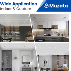 Muzata 64 Sq Ft Drop Ceiling Grid System White Complete Set Galvanized Steel Gri