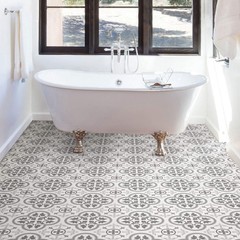 FloorPops FP2953 Remy Peel & Stick Floor Tiles, 12″L x 12″W x 0.06″T, Gray