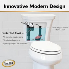 Korky QuietFILL Platinum Toilet Fill Universal to Fit 99% of Toilets, Black
