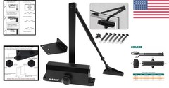Black Aluminum Spring Hydraulic Door Closer for Residential & Commercial Use