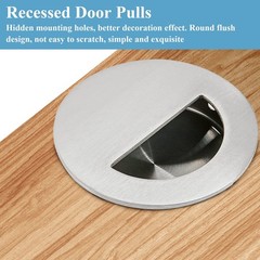 Biaungdo 2 Pcs Round Hidden Concealed Door Pulls, Stainless Steel Door Recess…