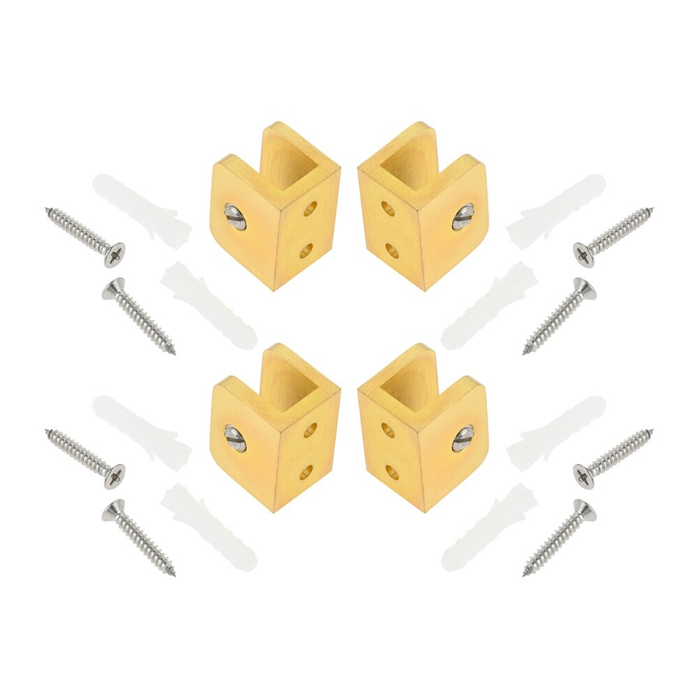 4Pc Glass Clamps Screw Brushed Gold 31.5x24x20.5mm for Glass Shelves Shower Room