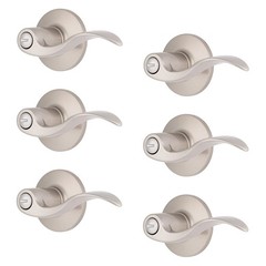 BRINKS – 6-Pack Satin Nickel Transitional Privacy Locking Wave Door Handle