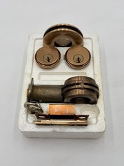 Vintage Nos Corbin Double Cylinder Deadbolt Set Brass / Bronze With Keys Unused