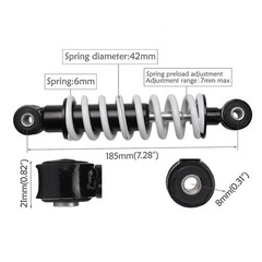 185mm 7.3″ Rear Shock 350-400lbs 8mm Mount for Mini Dirt Pit Bike ATV Go Kart 2x