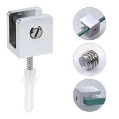 4Pcs Glass Clamps with Stainless Steel Screw Chrome Solid Brass for 8-10mm Glass