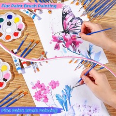 162 Pcs Paint Brushes Bulk, Round Flat Tip Acrylic 162 PCS, Blue