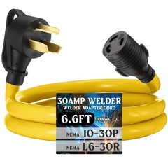 Tellegloww 6.6ft 30Amp Welder Adapter 10-30P to L6-30R