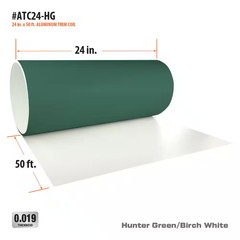 24 In. X 50 Ft. Hunter Green over Birch White Aluminum Trim Coil