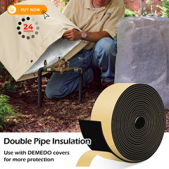 DEMEDO Pipe Insulation 2 inches wide x 1/8 inch thick x 16.5 feet long, Black