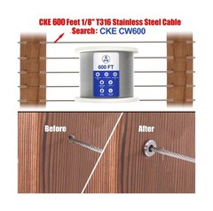 CKE 200 Pack T316 Stainless Steel Protector Sleeves for 1/8″ Wire Rope Cable …