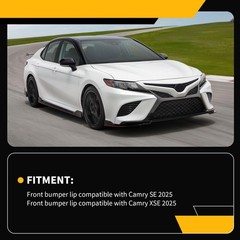 3PCS Front Bumper Lip Splitter Spoiler for Camry SE XSE 2025 Gloss Black V Style