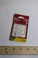 (9-Pk) Ace Vinyl Self Adhesive Bumper Pads Clear Square 1/2″ W x 1/2″ L 51477