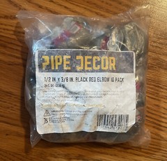 Pipe Decor 1/2”x3/8” black Red Elbow 10 Pack