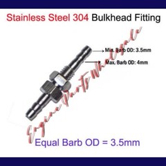 Stainless Steel Bulkhead Fitting Hose Barb Tube Connector Bulk Head Inch
