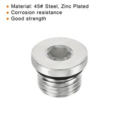 3Pack 1/2-20UNF Hex Head Pipe Fitting Plug, Male Thread 45# Steel Plug