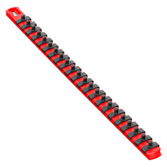 Ernst Mfg. 18″ Socket Organizer and 22 Twist Lock Clips – Red – 1/4″ 8400