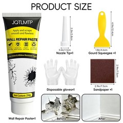 Wall Repair Kit with Scraper, 250g Wall Putty Drywall Repair Paste, Easy Fix …
