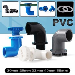 PVC Tank Connector Bulkhead 90° Elbow Drainage Pipe Fitting Aquarium 20mm – 50mm