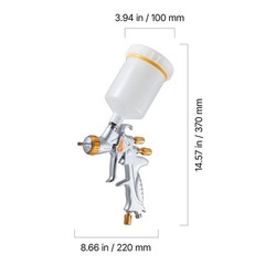 HVLP Gravity Feed Spray Gun, 600ml Cup, 1.3/1.4/1.7mm Nozzles