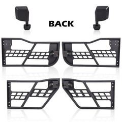 Tubular Doors with Mirror for Wrangler JK Unlimited 2007-2018 Steel Black