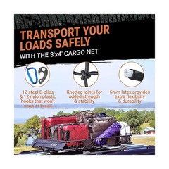 Truck Bed Cargo Net – 3 x 4 Foot, Heavy-Duty Elastic Mesh with … FAST US