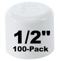 100-Pk 1/2 in. Schedule 40 PVC Caps/End Plugs NSF Pipe Fitting Socket SCH40 ASTM