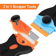 2PACK Razor Blade Scraper, 2-in-1 Scraper Tool 4.7×1.8×0.4inches, Blue+orange