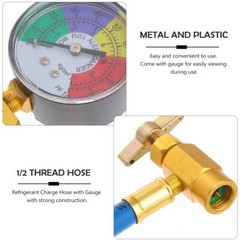Air Conditioning Refrigerant Charging Hose with Gauge for Car 1/2 Thread US